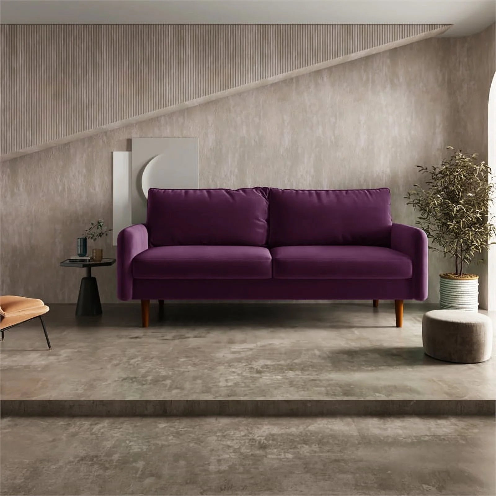 70" Upholstered Velvet Sofa in Purple W897