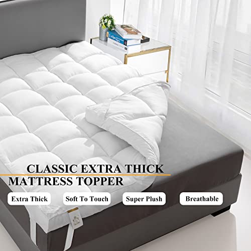 Extra Thick King Mattress Topper, Soft Plush Cooling Overfilled 1400GSM Mattress Pad T926680