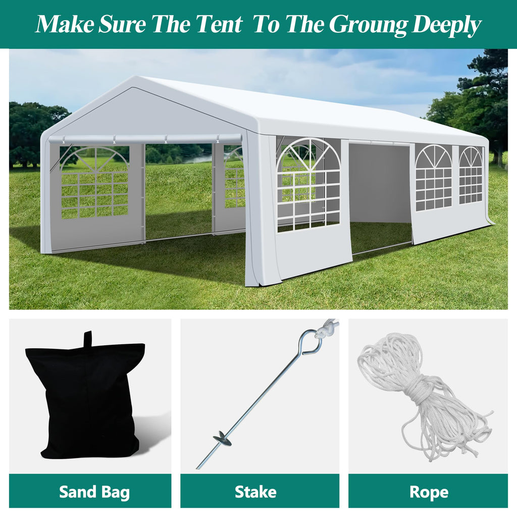 20x30FT Patio Tent with Windows, Heavy Duty Canopy Gazebo M738220