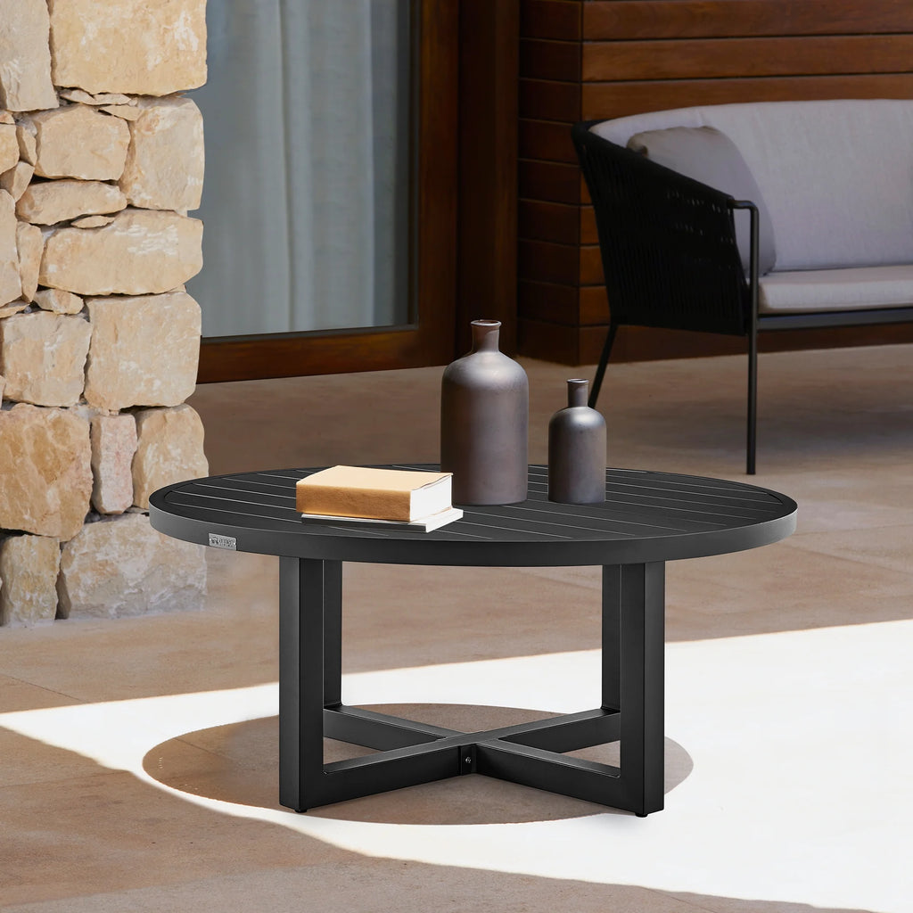 Black Aluminum Round Coffee Table C846