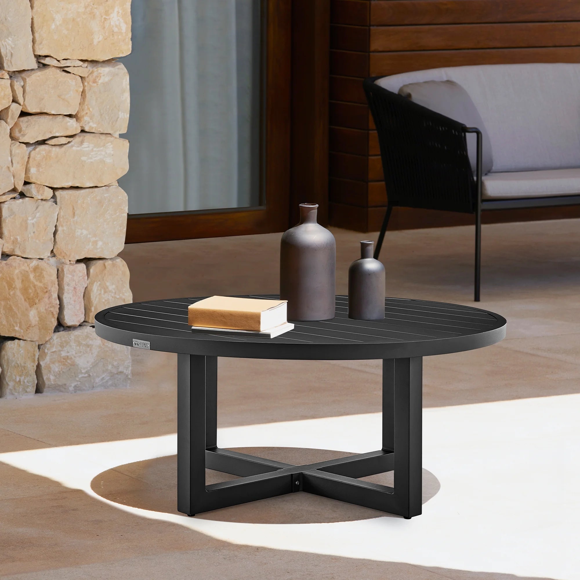Black Aluminum Round Coffee Table C846