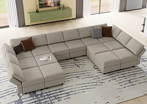 Oversized Modular U Shaped Sectional Sofa with Storage Velvet Black I463430