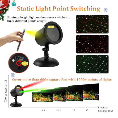Red & Green Stars Motion Laser Christmas Lights Projector A6530