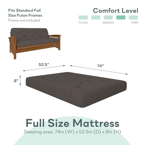 8-Inch Pocket Spring Coil Futon Mattress, Full, Taupe Gray F588651