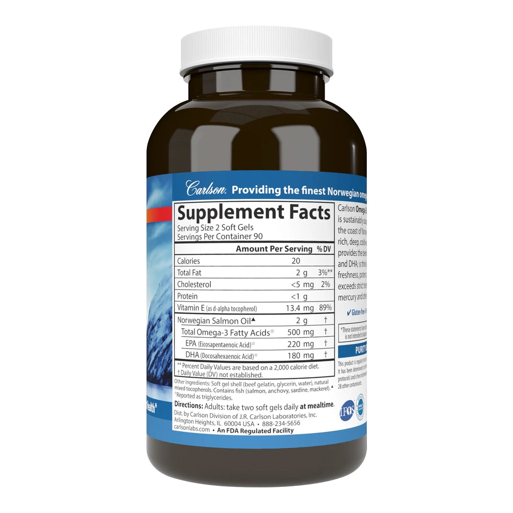 Norwegian Salmon Oil 500 mg Omega-3s 180 Softgels D90026