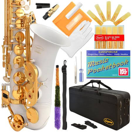 White-Gold Keys Alto Saxophone with Case J1658