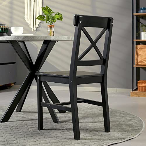 Black Wooden Cross Back Dining Chairs Set of 2 Z92526