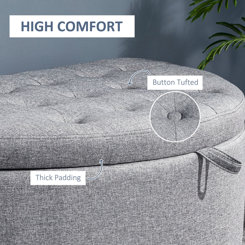 Gray Half Moon Storage Ottoman with Lift Lid B1576