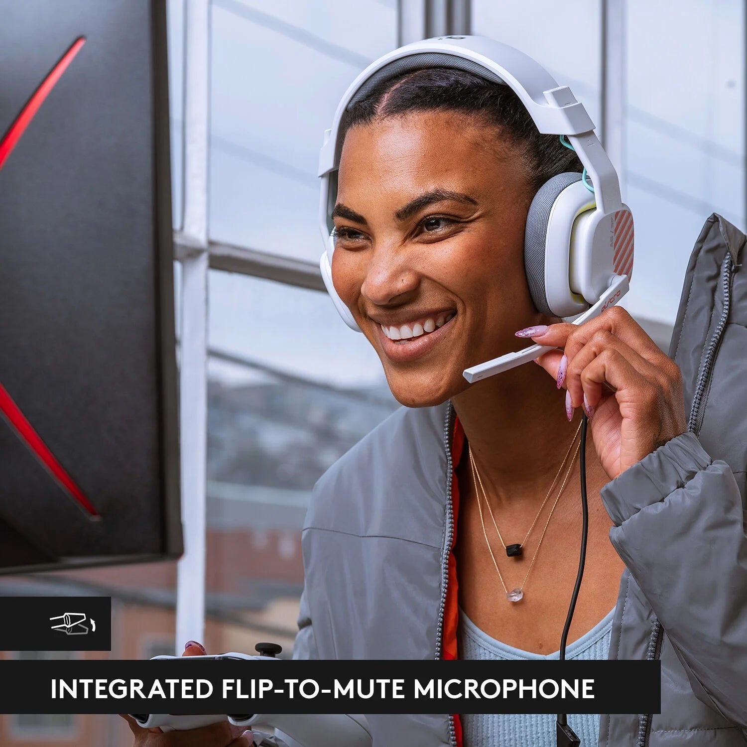 White Wired Gaming Over-Ear Headset with Boom Microphone F942790