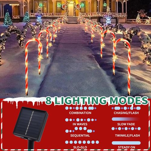 2PK 12 PCS 15FT Solar Candy Cane Lights T965