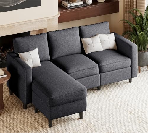Dark Beige 3-Seat L Shaped Sectional Sofa with Chaise E19005