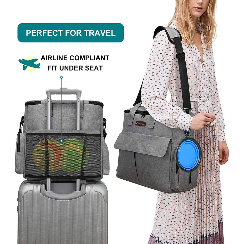Dog Travel Bag with 2 Food Carriers, 2 Collapsible Bowls, and 1 Placemat E25441