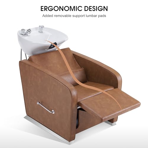 Adjustable Porcelain Ceramic Shampoo Station Chair (Beige) Z7216