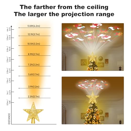 Silver 3D Glitter Lighted Christmas Tree Topper with Rotating LED Lights U645