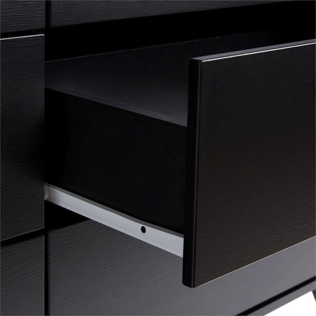 Black 6 Drawer Wood Dresser V4480