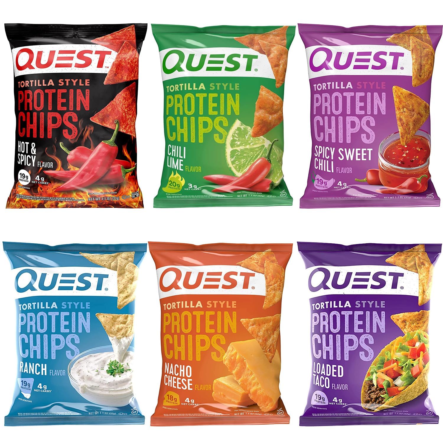 Protein Chips Variety Pack, Assorted Flavors, 6 Pack, 1.1 Ounce K408541