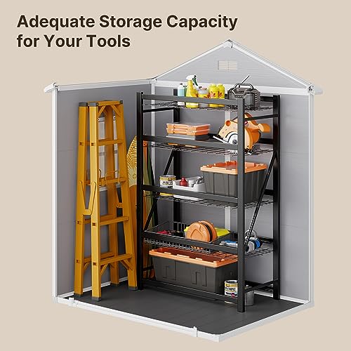 Grey & White 5x3 FT Outdoor Resin Storage Shed with Floor and Lockable Door B597303