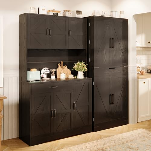 72" Tall Storage Cabinet with Adjustable Shelves & Steel Frame, Dark Grey T751356
