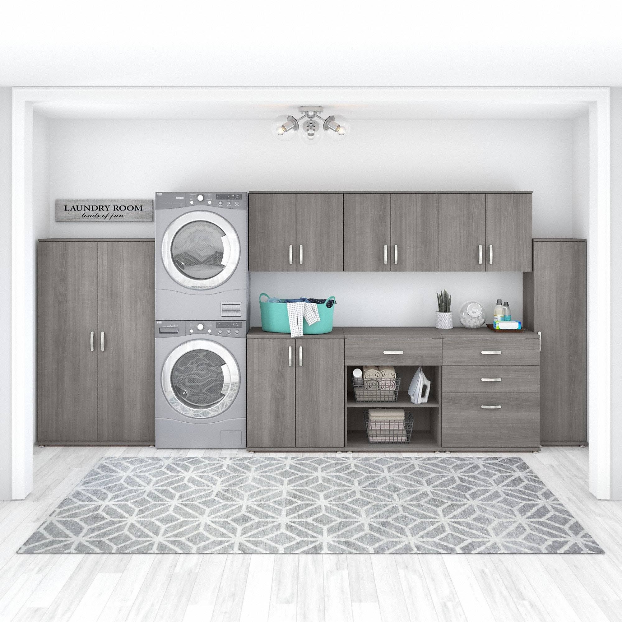 Platinum Gray Wall Cabinet with Doors and Shelves M9048