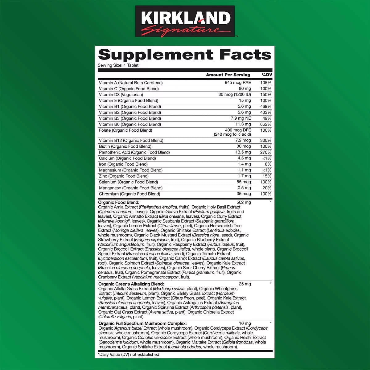 USDA Organic Multivitamin, 80 Coated Tablets S6705