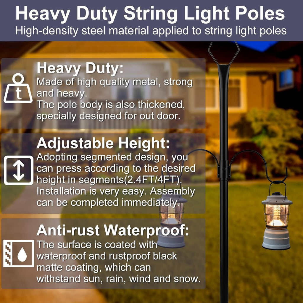 2 Pack Adjustable Metal String Light Poles R804671