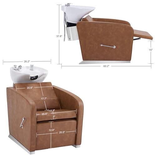 Adjustable Porcelain Ceramic Shampoo Station Chair (Beige) Z7216