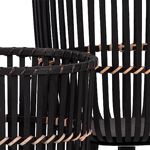 Set of 2 Bamboo Wood Planters on Stands, Brown/Black V402