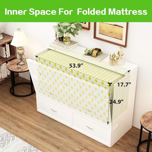 Queen Size White Murphy Bed with 1 Drawer P707697