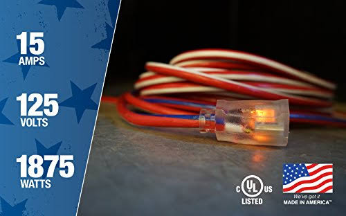 100-Feet 12/3 Extension Cord with Lighted End R925