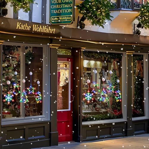 5Pack Christmas Window Lights with Timer, Battery Powered White LED Snowflake Decor U976