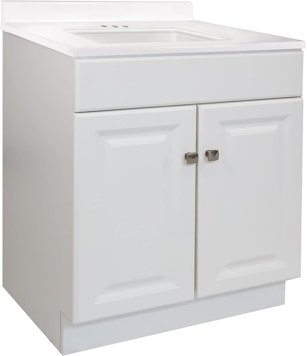 White 2-Door Bathroom Cultured Marble Vanity Top Y750073