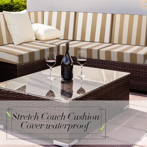 Gray 8Pcs Outdoor Stretch Sofa Cushion Covers R3680
