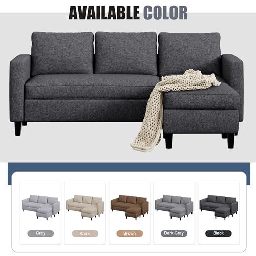 Dark Beige 3-Seat L Shaped Sectional Sofa with Chaise E19005