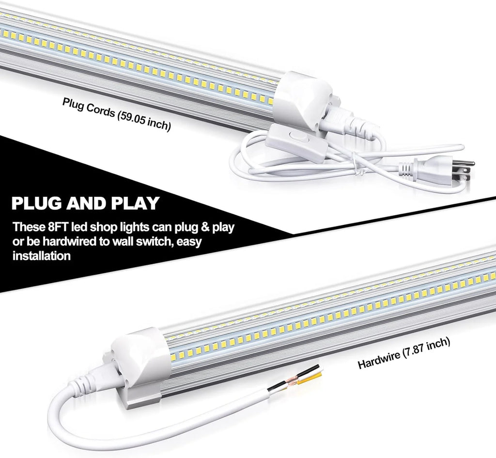 4FT 50W 7750Lumen 6000K Clear Cover V-Shape Linkable T8 LED Tube Light 10 Pack Y6798