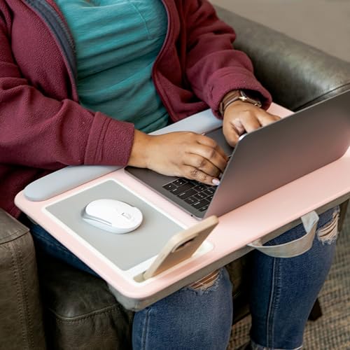 Pink Lap Desk with Wrist Rest and Mouse Pad for 15.6 Inch Laptops Z89801