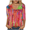 V Neck Elbow Length Sleeve Basic Tops Plus Size Blouse Y96777