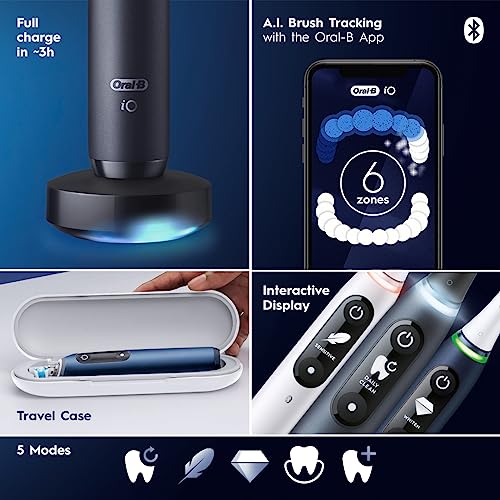 Black Rechargeable Electric Toothbrush with 5 Cleaning Settings, 2 Replacement Heads, Travel Case N89516