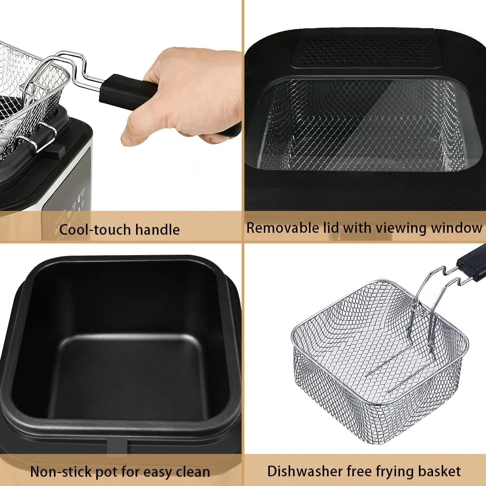 Stainless Steel Electric Deep Fryer with Basket, 2.5l S904