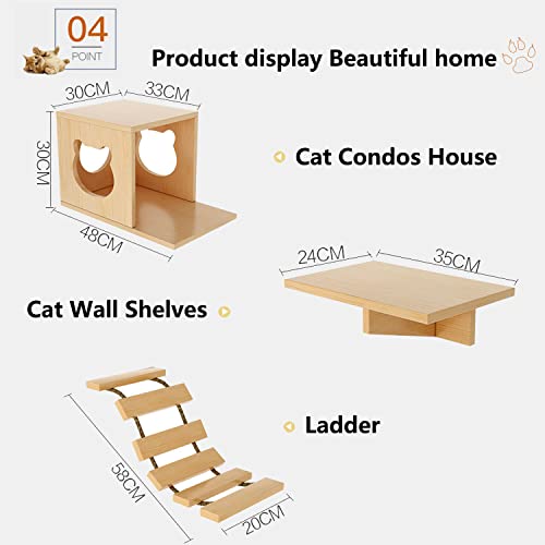 Cat Wall Shelves and Furniture Set with Condos, Perches, Bridge Ladders, Sisal Scratching Posts L406