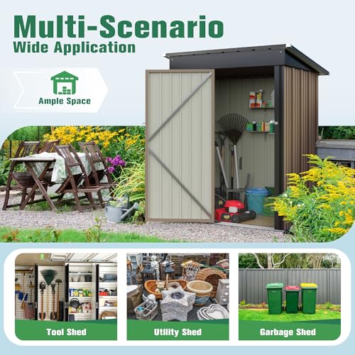5 x 3 FT Waterproof Metal Garden Storage Shed W920
