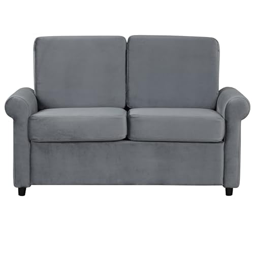 Gray Pull Out Sofa Bed with Twin Size Mattress Pad N550280