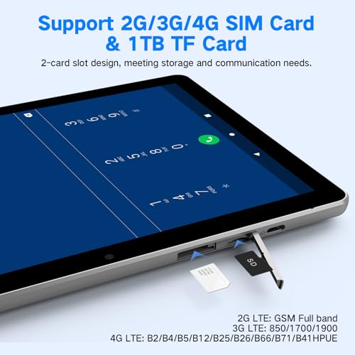 10.1 inch 4G LTE Tablet with SIM Card Slot, 64GB Storage F44181