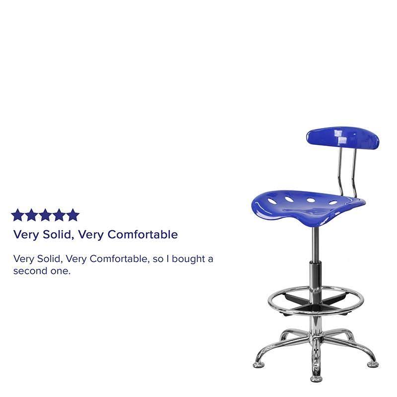 Nautical Blue and Chrome Drafting Stool with Tractor Seat Q641