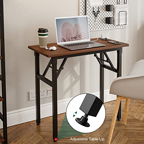 Rustic Brown Folding Desk with USB & Socket 31.5" T527964