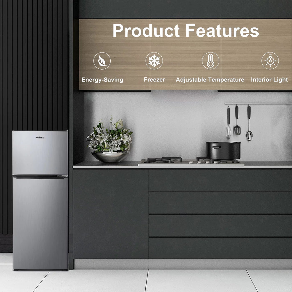 Stainless Steel Two Door Mini Refrigerator with Freezer H94686