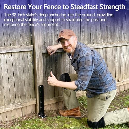 4-Pack 32in Stainless Steel Fence Post Anchor Black J188