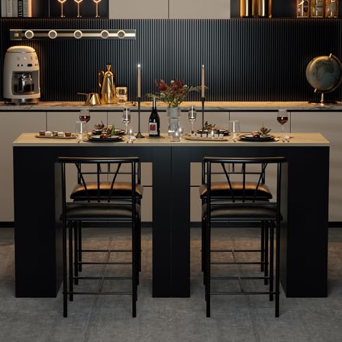 Gray Small Bar Table and Chairs Dining Set for 2 with Storage Shelves Z7025
