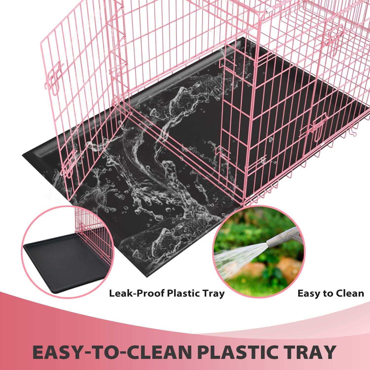 24,30,36,42,48 Inch Folding Wire Dog Crate with Double-Door Q4362