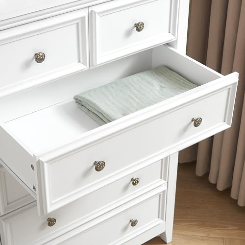 White 6 Drawer Dresser with Metal Handles S91354