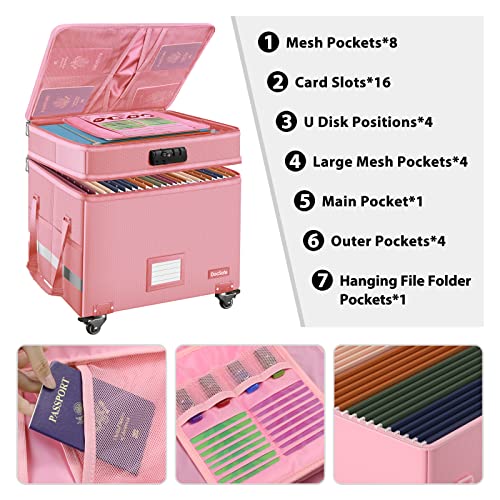 Gray Fireproof Document Box with Lock and Wheels G6570